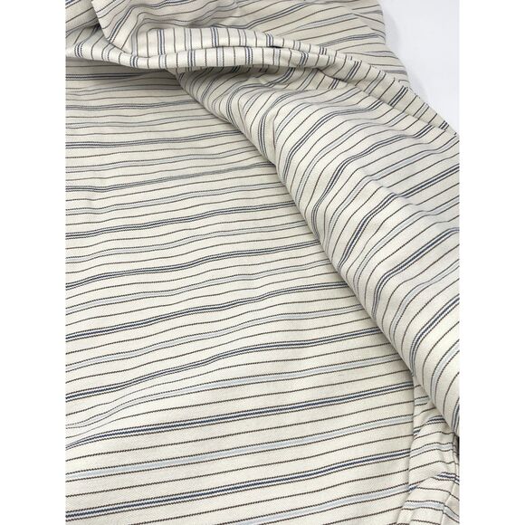 Pottery Barn Kids Blue Brown Cream Ticking Stripe Woven Cotton Twin Duvet Cover - Picture 2 of 4